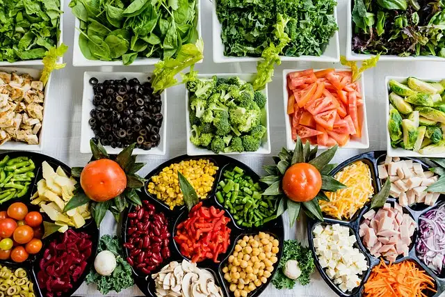 salad prep table toppings